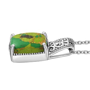 Mojave Green Turquoise Pendant in Platinum Over Copper with Magnet and Stainless Steel Necklace 20 Inches 6.20 ctw
