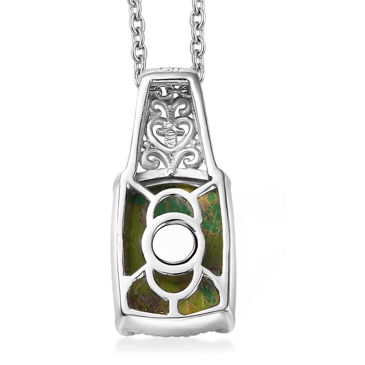 Mojave Green Turquoise Pendant in Platinum Over Copper with Magnet and Stainless Steel Necklace 20 Inches 6.20 ctw image number 4