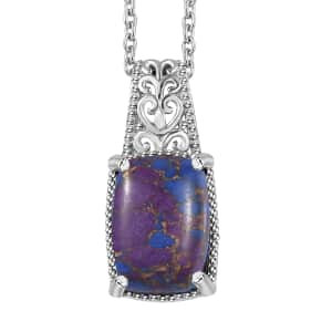 Mojave Purple Turquoise Pendant in Platinum Over Copper with Magnet and Stainless Steel Necklace 20 Inches 6.00 ctw