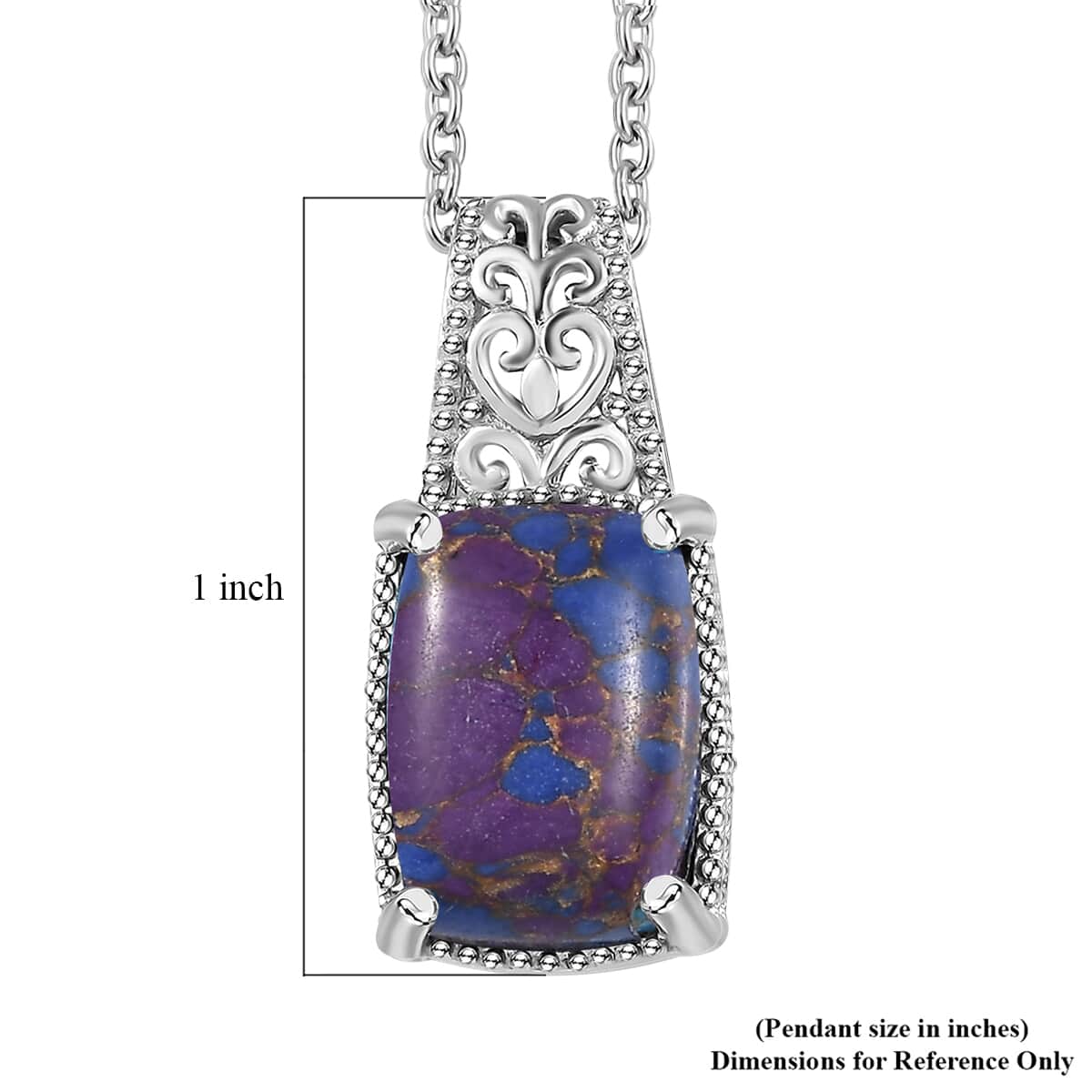 Mojave Purple Turquoise Pendant in Platinum Over Copper with Magnet and Stainless Steel Necklace 20 Inches 6.00 ctw image number 6