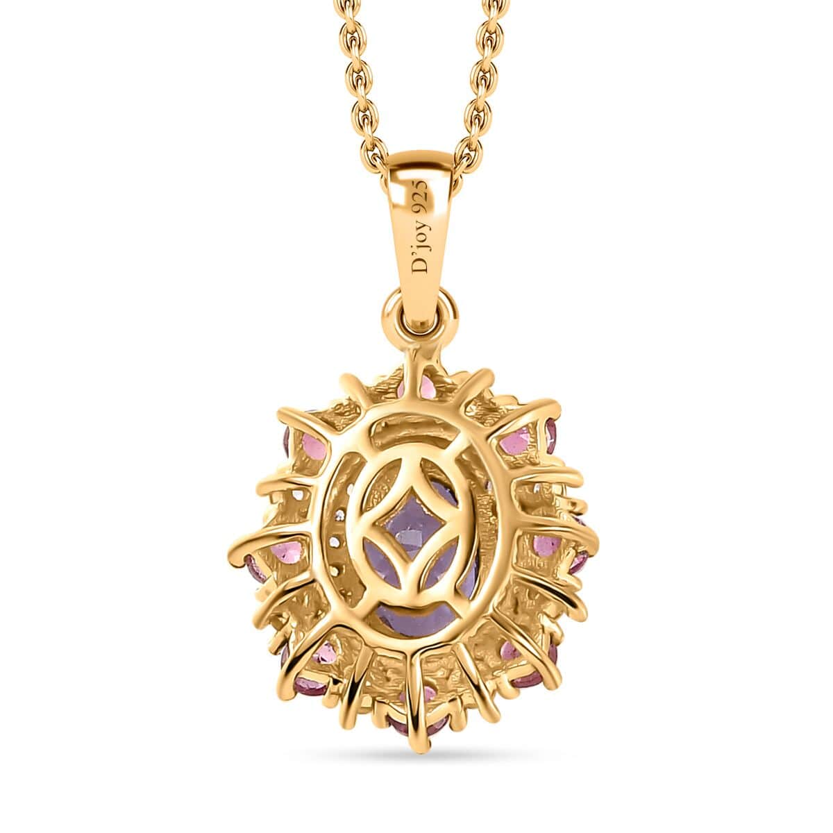 Tanzanite and Multi Gemstone Daisy Floral Pendant Necklace 20 Inches in Vermeil Yellow Gold Over Sterling Silver 2.10 ctw image number 4