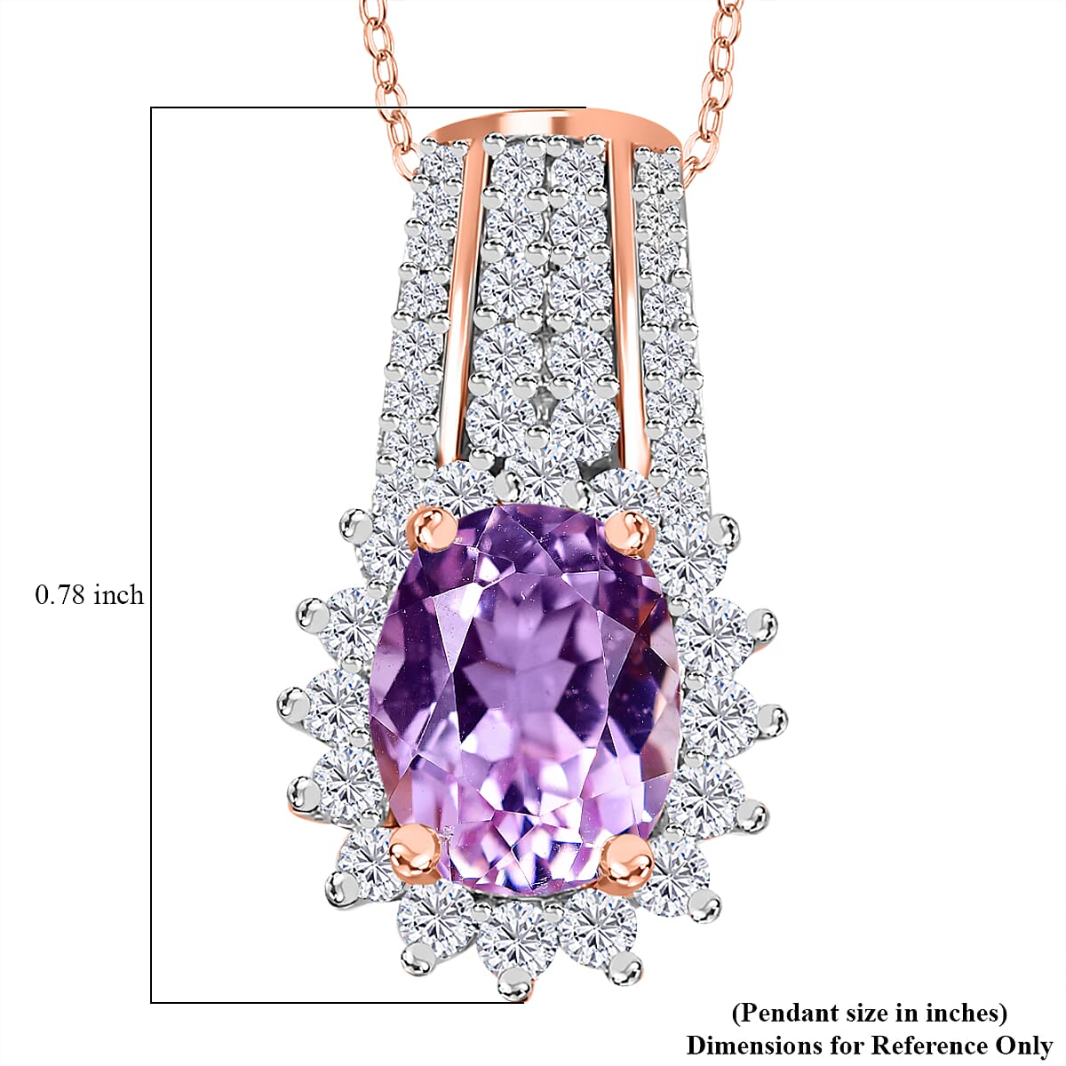 Premium Martha Rocha Kunzite and Moissanite 3.25 ctw Sunburst Pendant Necklace in Vermeil Rose Gold Over Sterling Silver 20 Inches