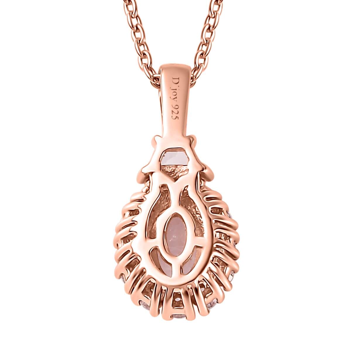 Premium Pink Morganite and White Topaz Halo Pendant Necklace 20 Inches in Vermeil Rose Gold Over Sterling Silver 0.90 ctw image number 4