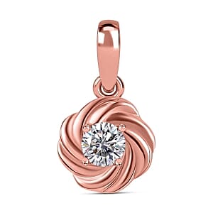 Moissanite 0.75 ctw Earrings and Pendant without Chain in Vermeil Rose Gold Over Sterling Silver