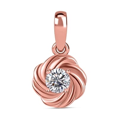 Moissanite 0.75 ctw Earrings and Pendant without Chain in Vermeil Rose Gold Over Sterling Silver