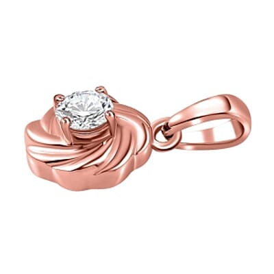 Moissanite 0.75 ctw Earrings and Pendant without Chain in Vermeil Rose Gold Over Sterling Silver
