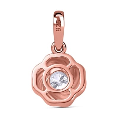 Moissanite 0.75 ctw Earrings and Pendant without Chain in Vermeil Rose Gold Over Sterling Silver