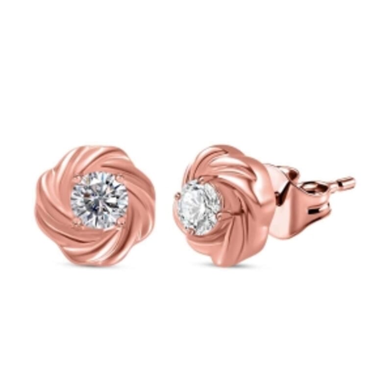 Moissanite 0.75 ctw Earrings and Pendant without Chain in Vermeil Rose Gold Over Sterling Silver