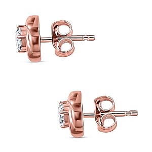 Moissanite 0.75 ctw Earrings and Pendant without Chain in Vermeil Rose Gold Over Sterling Silver