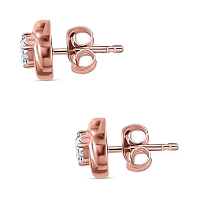 Moissanite 0.75 ctw Earrings and Pendant without Chain in Vermeil Rose Gold Over Sterling Silver