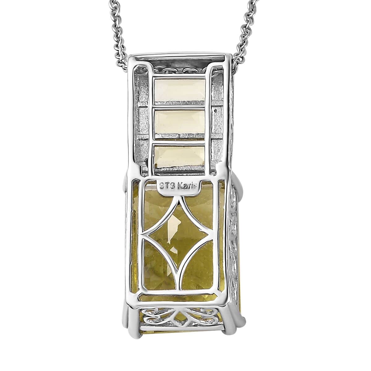 Karis Lemon Quartz Pendant in Platinum Bond with Stainless Steel Necklace 20 Inches 16.35 ctw image number 4