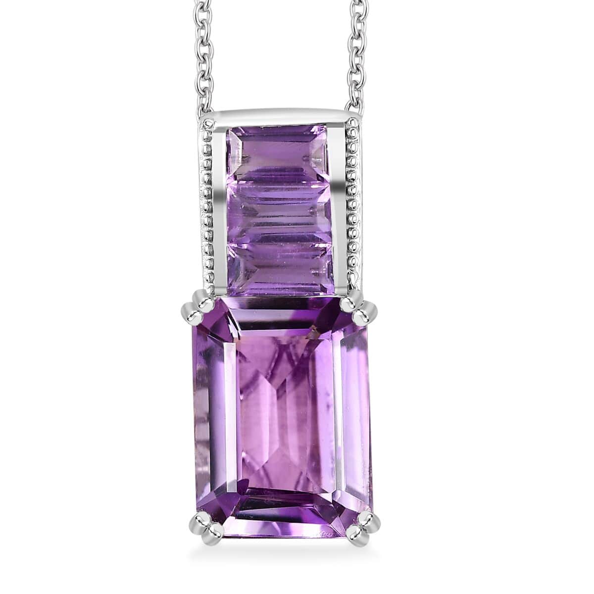 Karis Rose De France Amethyst Pendant in Platinum Bond with Stainless Steel Necklace 20 Inches 17.60 ctw image number 0