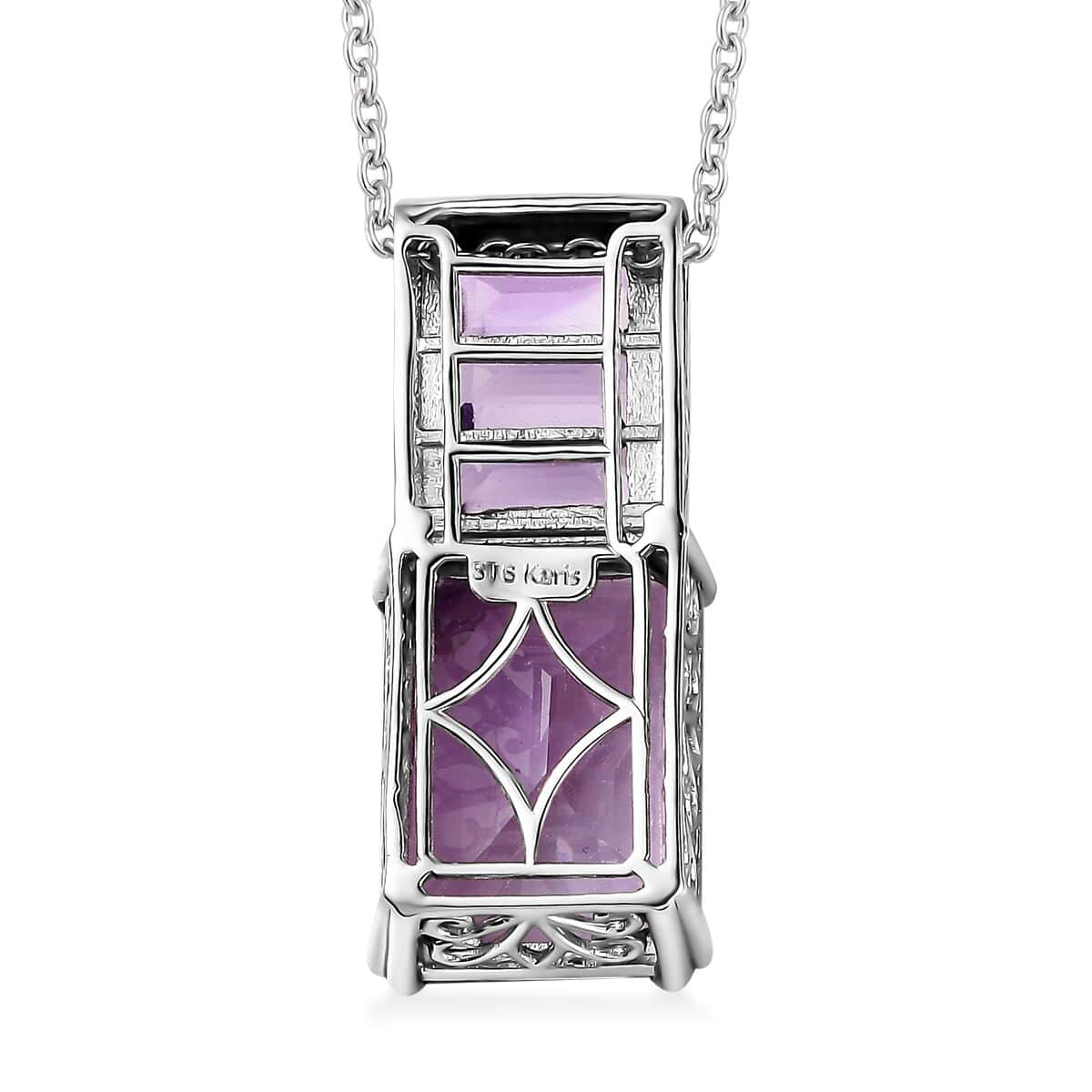 Karis Rose De France Amethyst Pendant in Platinum Bond with Stainless Steel Necklace 20 Inches 17.60 ctw image number 4