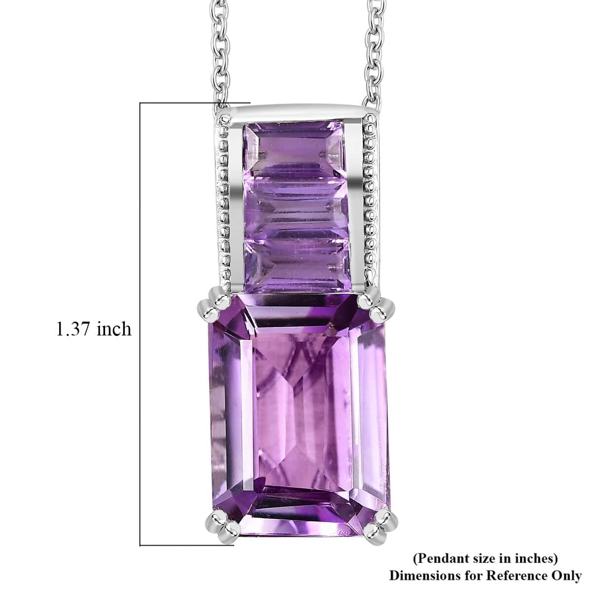 Karis Rose De France Amethyst Pendant in Platinum Bond with Stainless Steel Necklace 20 Inches 17.60 ctw image number 5