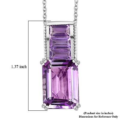 Karis Rose De France Amethyst Pendant in Platinum Bond with Stainless Steel Necklace 20 Inches 17.60 ctw