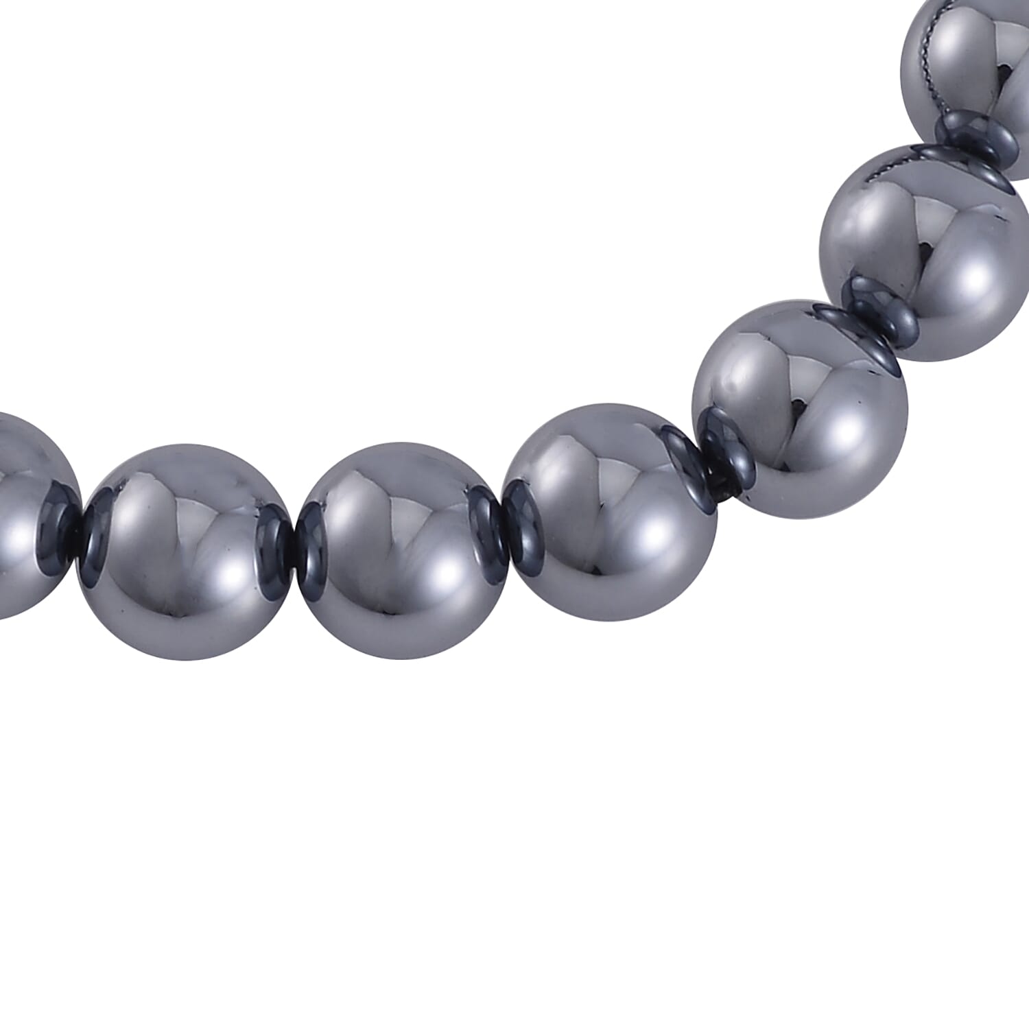 Shungite and Terahertz Beaded Stretch Bracelet, Heart Pendant Necklace 20 Inches in Stainless Steel 195.00 ctw