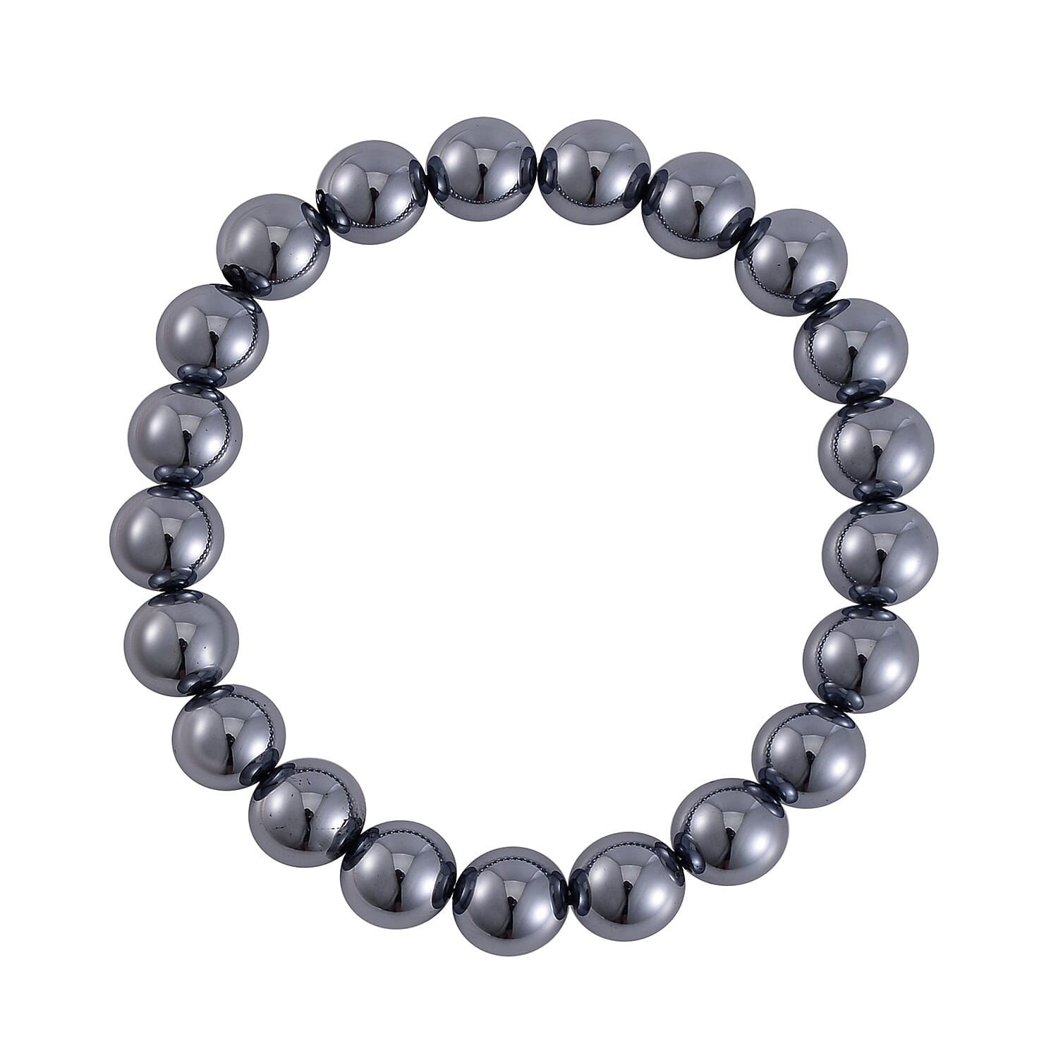Shungite and Terahertz Beaded Stretch Bracelet, Heart Pendant Necklace 20 Inches in Stainless Steel 195.00 ctw