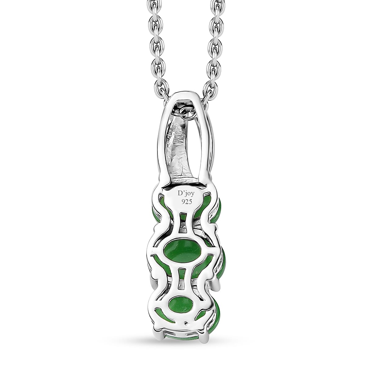 Green Jade (D) 10.00 ctw Stud Earrings, 3 Stone Ring (Size 5) and Pendant Necklace 20 Inches in Rhodium Over Sterling Silver