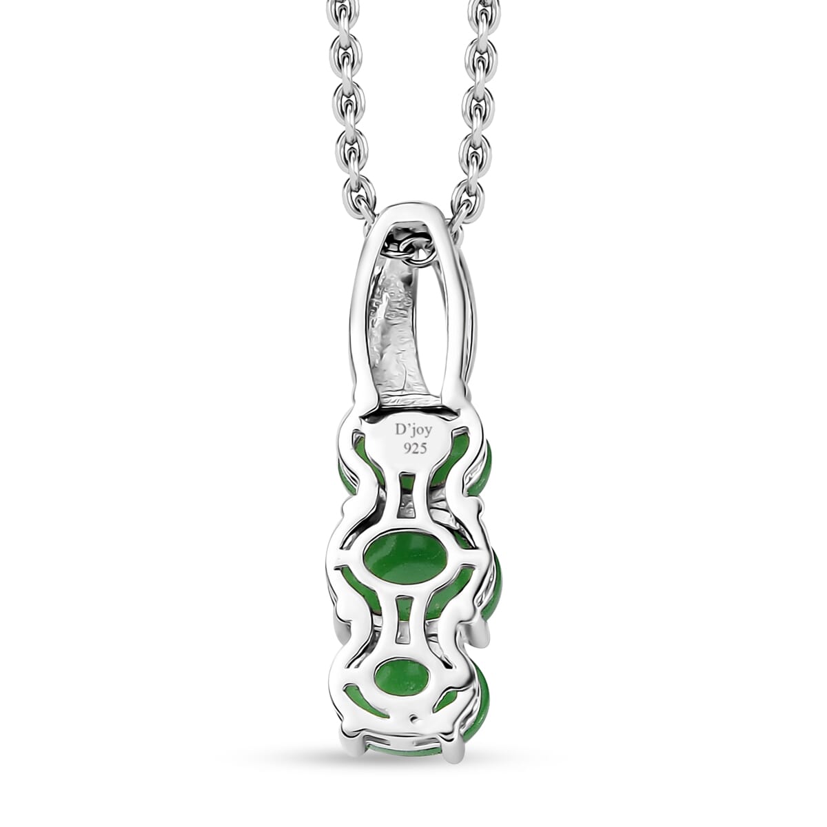 Green Jade (D) 10.00 ctw Stud Earrings, 3 Stone Ring (Size 11) and Pendant Necklace 20 Inches in Rhodium Over Sterling Silver image number 9