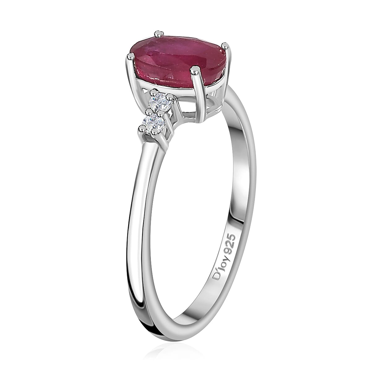 Niassa Ruby (FF), White Zircon Ring (Size 5.0), Pendant and Earrings in Rhodium Over Sterling Silver 3.85 ctw