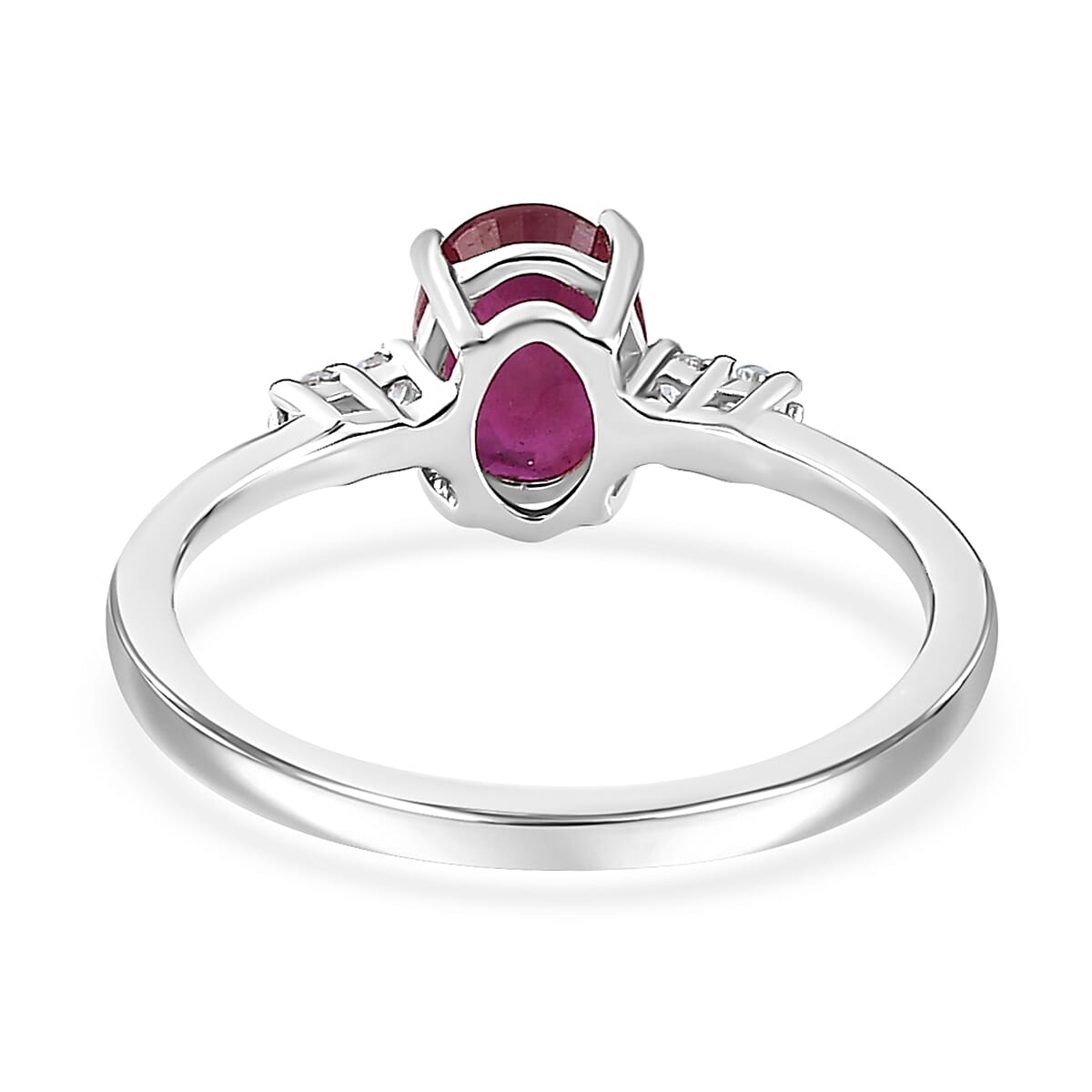 Niassa Ruby (FF), White Zircon Ring (Size 5.0), Pendant and Earrings in Rhodium Over Sterling Silver 3.85 ctw