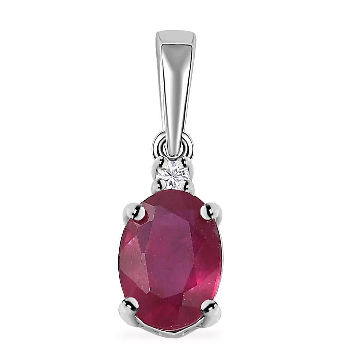 Niassa Ruby (FF), White Zircon Ring (Size 5.0), Pendant and Earrings in Rhodium Over Sterling Silver 3.85 ctw image number 5