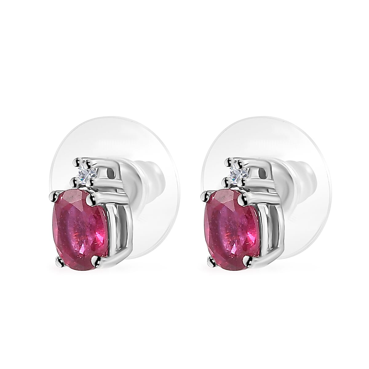 Niassa Ruby (FF), White Zircon Ring (Size 5.0), Pendant and Earrings in Rhodium Over Sterling Silver 3.85 ctw image number 9