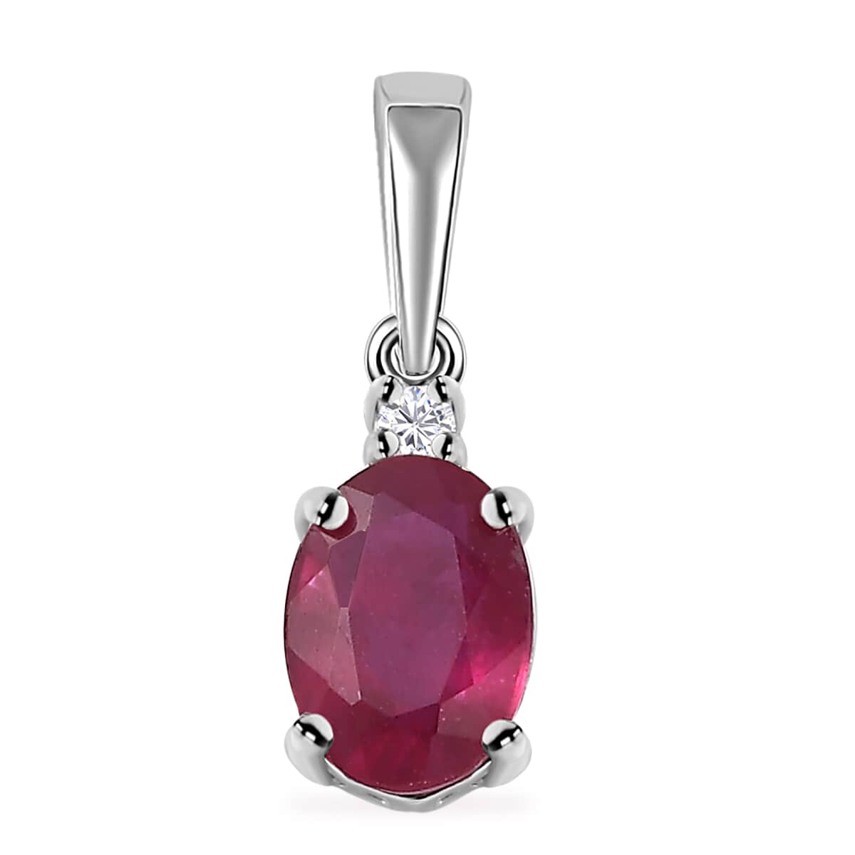 Niassa Ruby (FF), White Zircon Ring (Size 6.0), Pendant and Earrings in Rhodium Over Sterling Silver 3.85 ctw image number 5