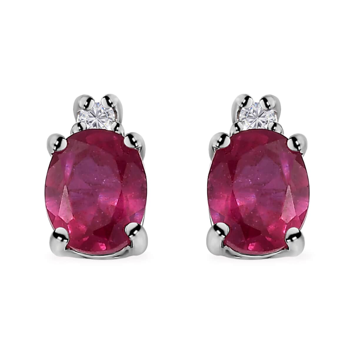 Niassa Ruby (FF), White Zircon Ring (Size 6.0), Pendant and Earrings in Rhodium Over Sterling Silver 3.85 ctw image number 8