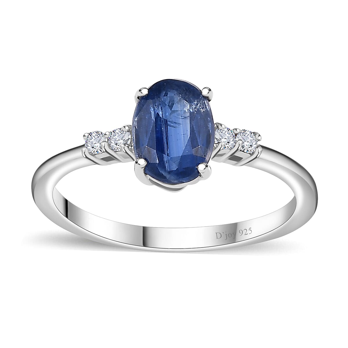 Kashmir Blue Kyanite, White Zircon Ring (Size 5.0), Pendant and Earrings in Rhodium Over Sterling Silver 3.25 ctw image number 4