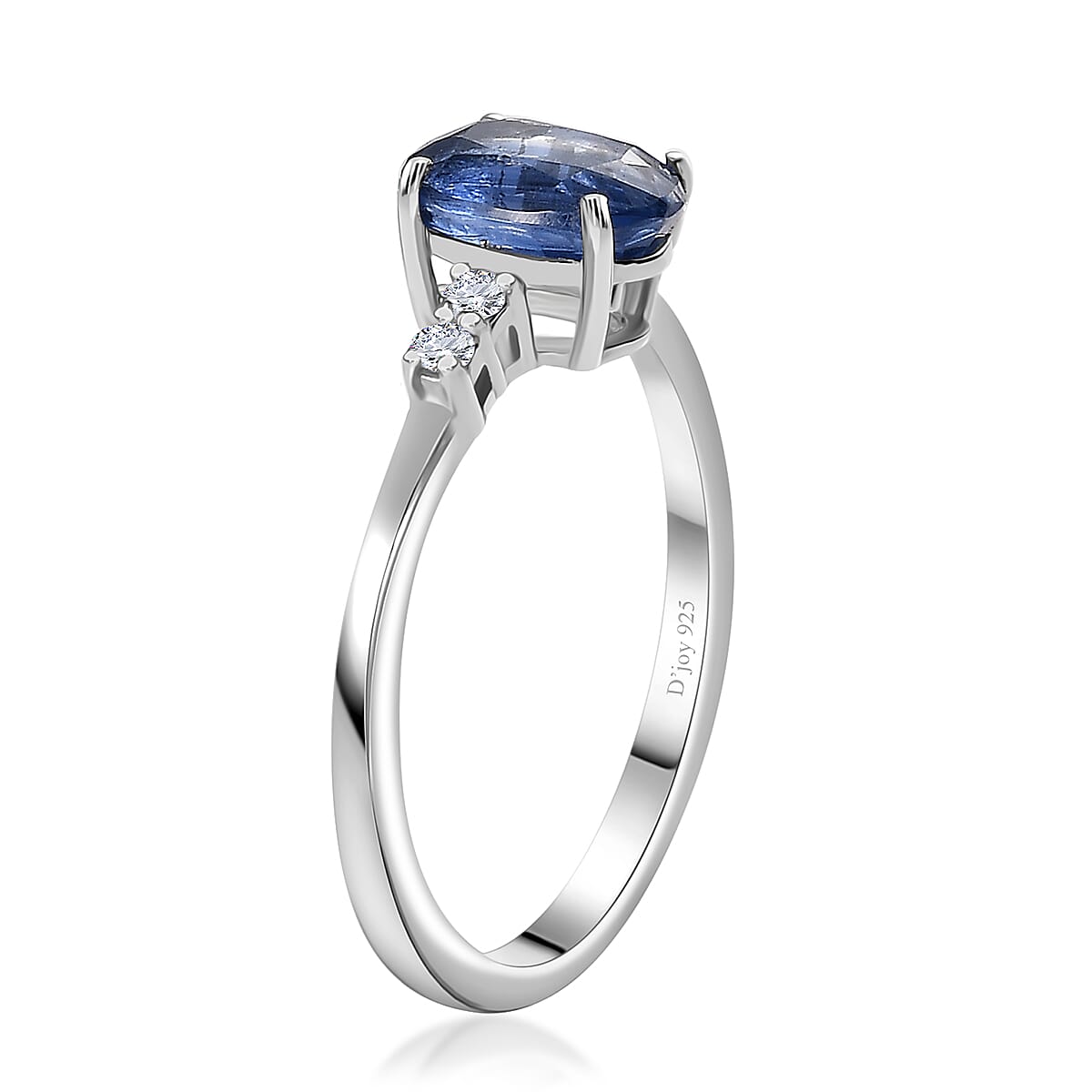 Kashmir Blue Kyanite, White Zircon Ring (Size 5.0), Pendant and Earrings in Rhodium Over Sterling Silver 3.25 ctw image number 5