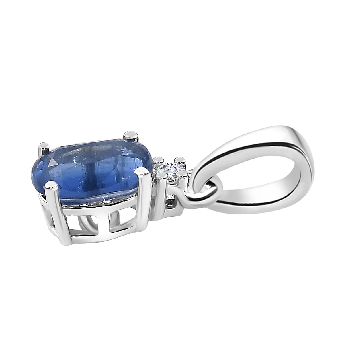 Kashmir Blue Kyanite, White Zircon Ring (Size 5.0), Pendant and Earrings in Rhodium Over Sterling Silver 3.25 ctw image number 10