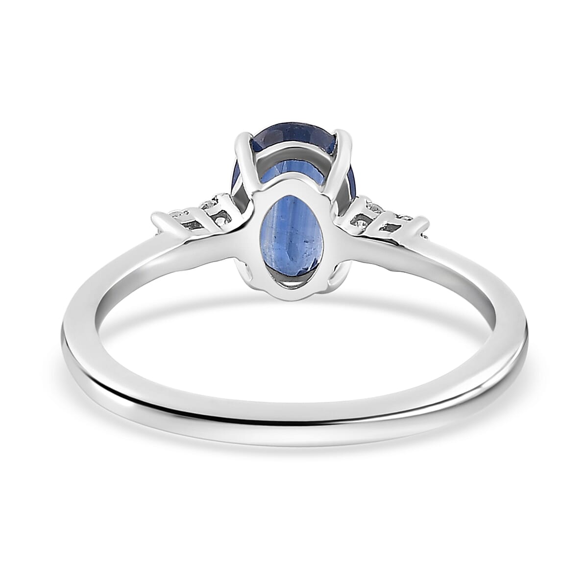 Kashmir Blue Kyanite, White Zircon Ring (Size 7.0), Pendant without Chain and Earrings in Rhodium Over Sterling Silver 3.25 ctw image number 6