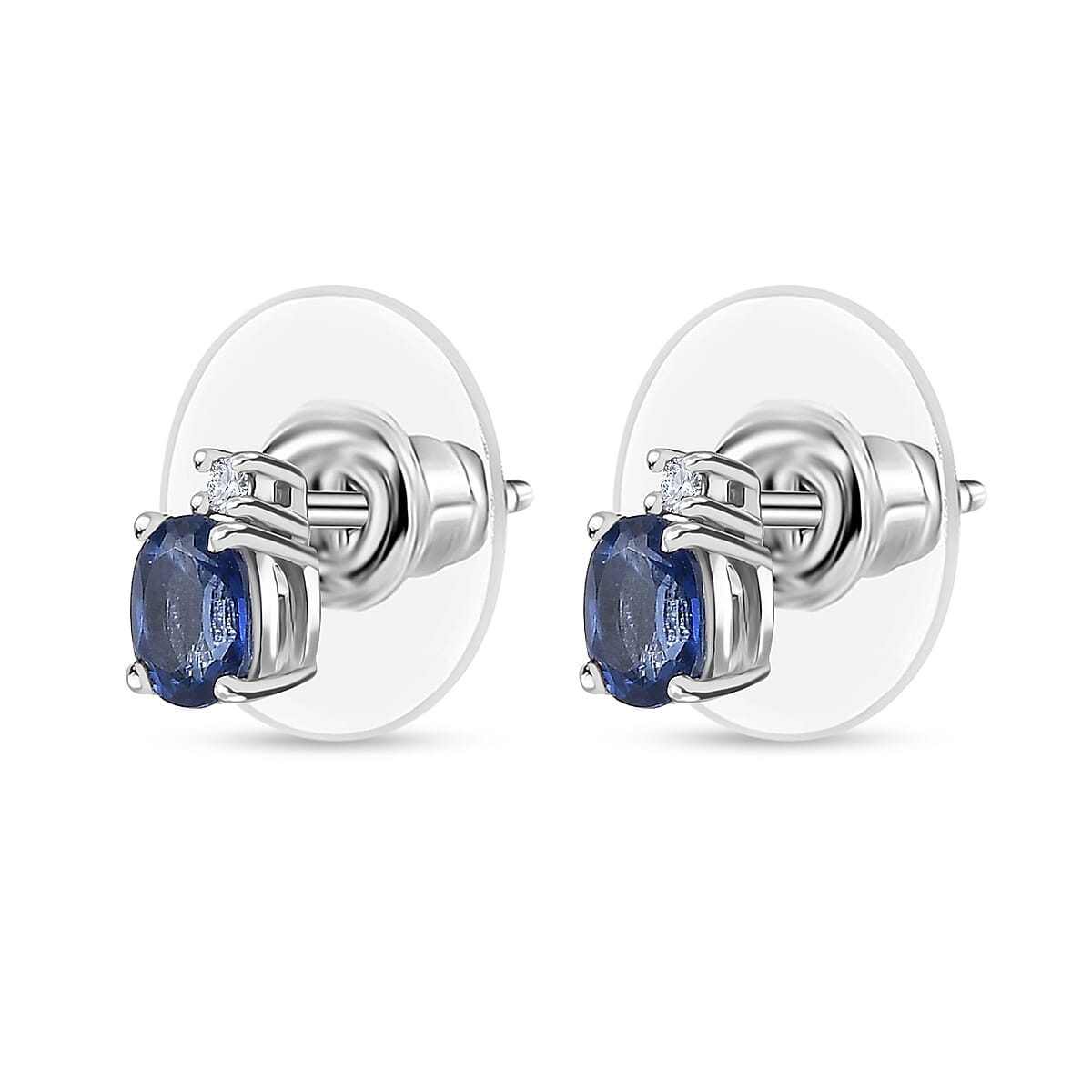 Kashmir Blue Kyanite, White Zircon Ring (Size 7.0), Pendant without Chain and Earrings in Rhodium Over Sterling Silver 3.25 ctw image number 8