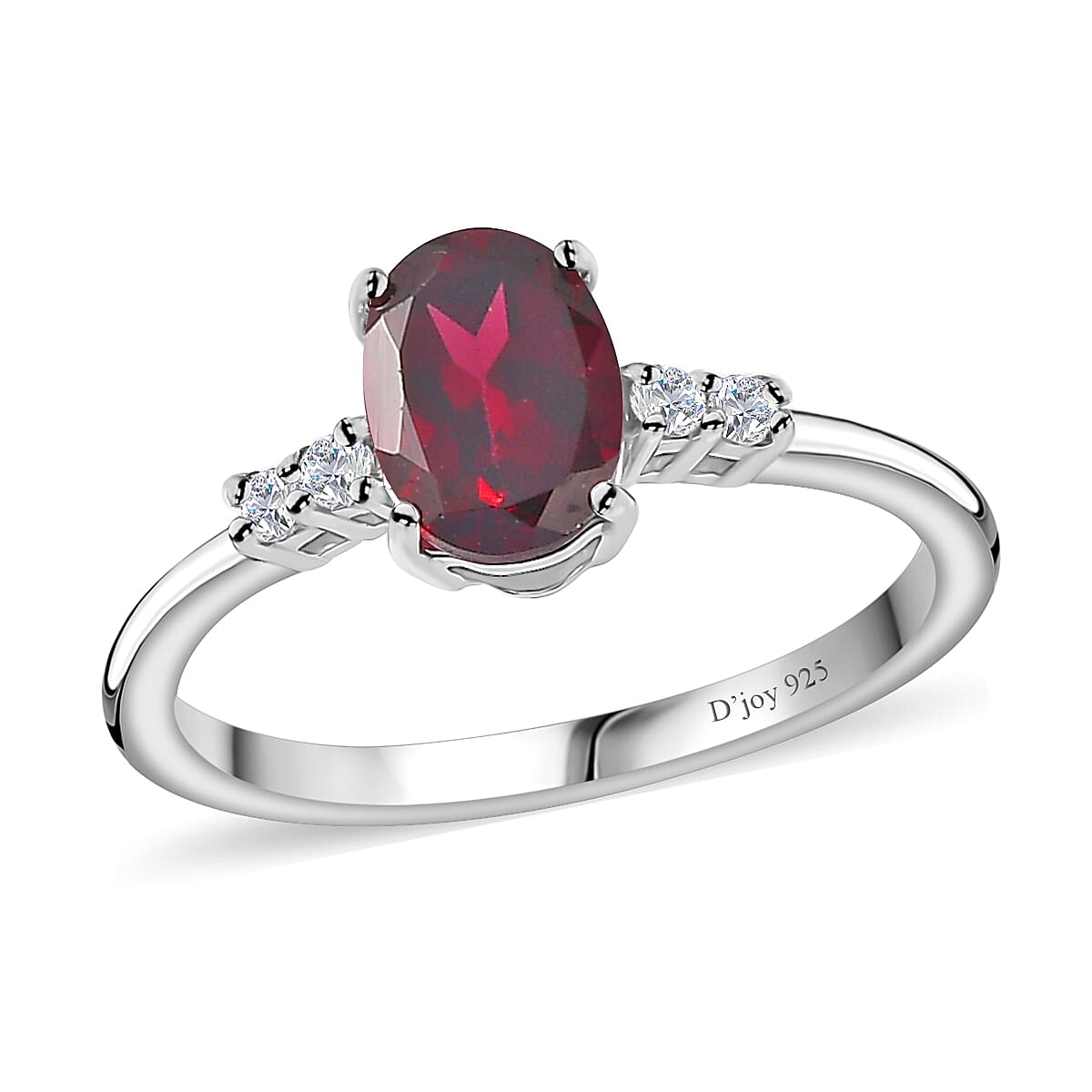Orissa Rhodolite Garnet, White Zircon Ring (Size 5.0), Pendant and Earrings in Rhodium Over Sterling Silver 3.00 ctw image number 2