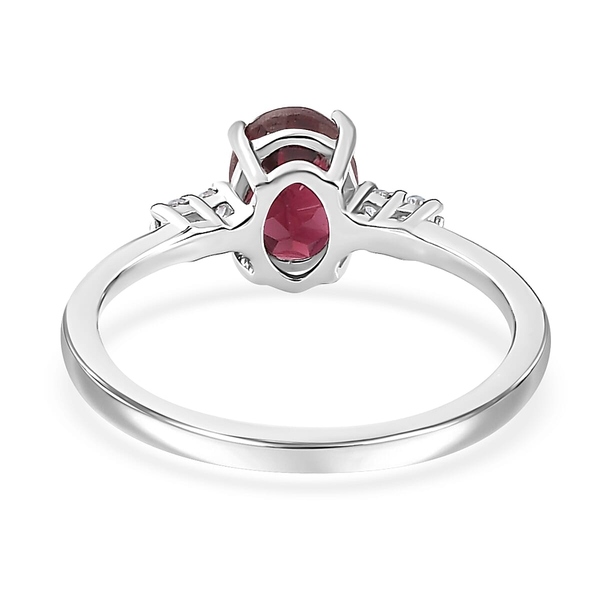 Orissa Rhodolite Garnet, White Zircon Ring (Size 5.0), Pendant and Earrings in Rhodium Over Sterling Silver 3.00 ctw image number 4