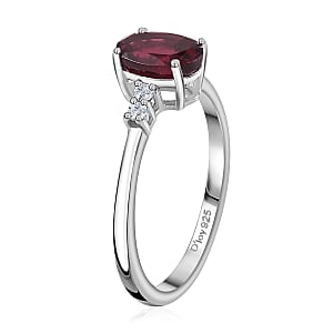 Orissa Rhodolite Garnet, White Zircon Ring (Size 8.0), Pendant without Chain and Earrings in Rhodium Over Sterling Silver 3.00 ctw