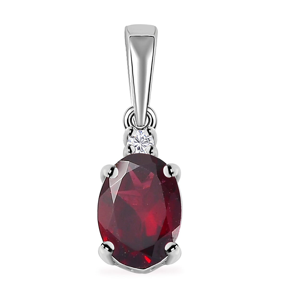 Orissa Rhodolite Garnet, White Zircon Ring (Size 8.0), Pendant without Chain and Earrings in Rhodium Over Sterling Silver 3.00 ctw image number 5