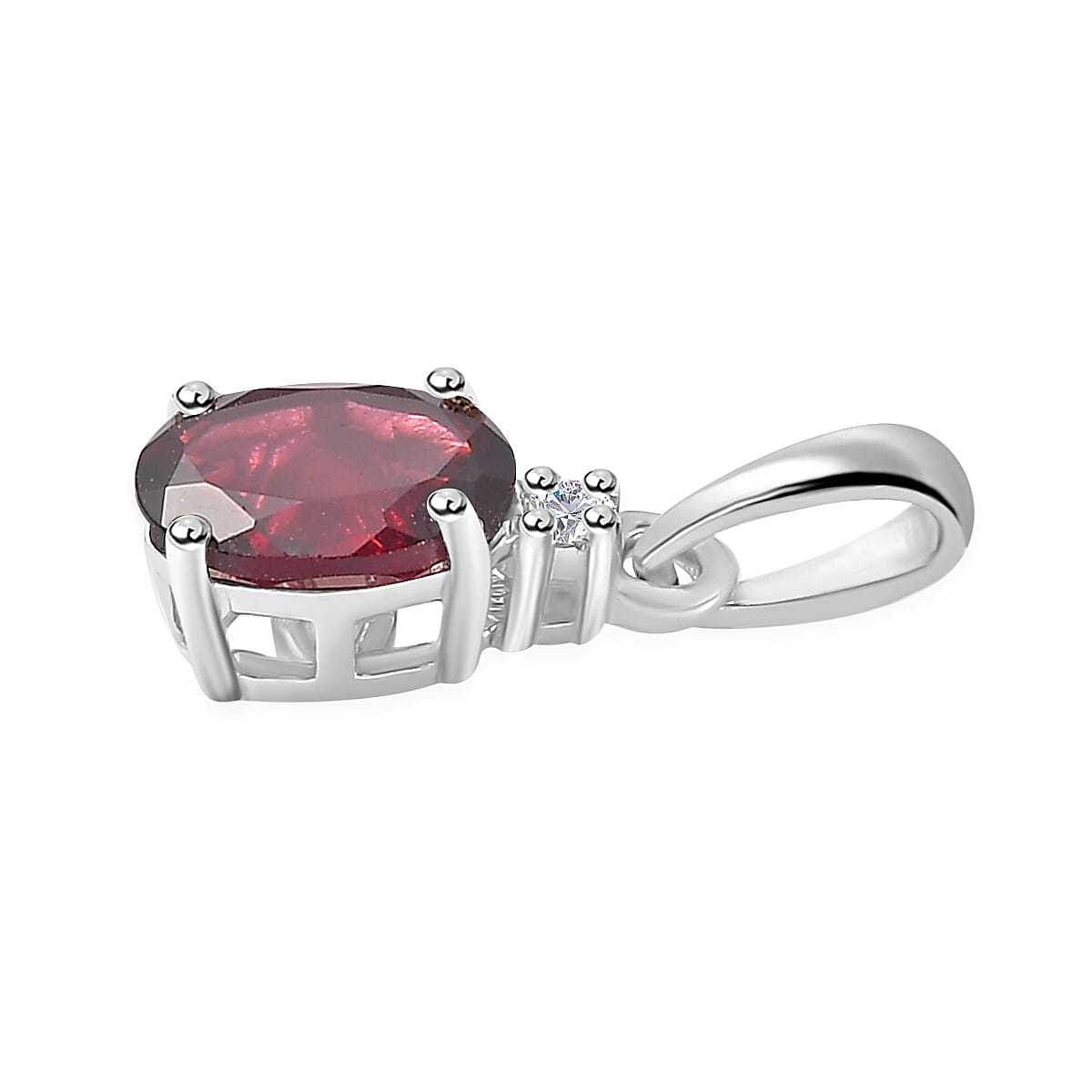 Orissa Rhodolite Garnet, White Zircon Ring (Size 8.0), Pendant without Chain and Earrings in Rhodium Over Sterling Silver 3.00 ctw image number 6