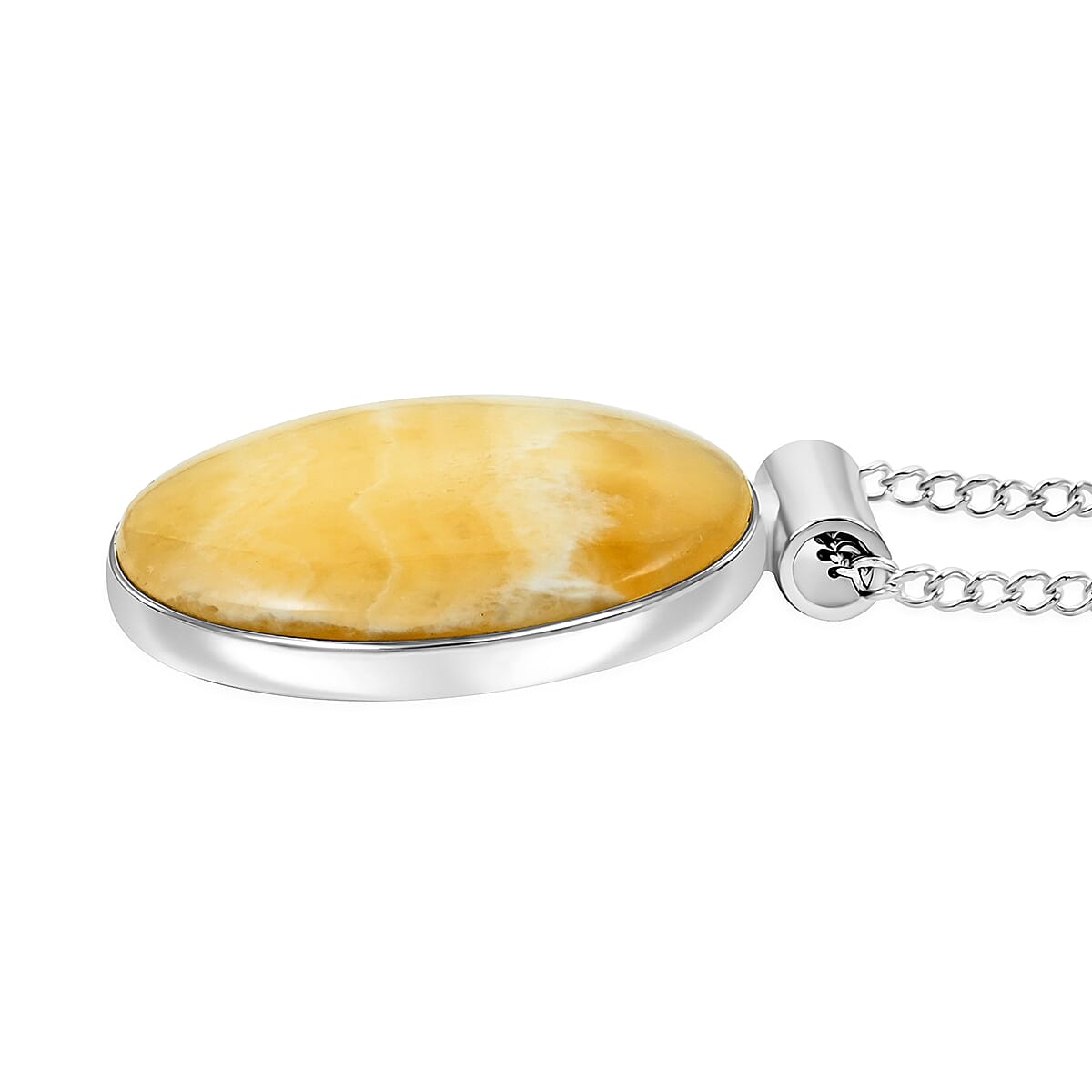 Aragonite Pendant Necklace 18 Inches in Silvertone 9.90 ctw