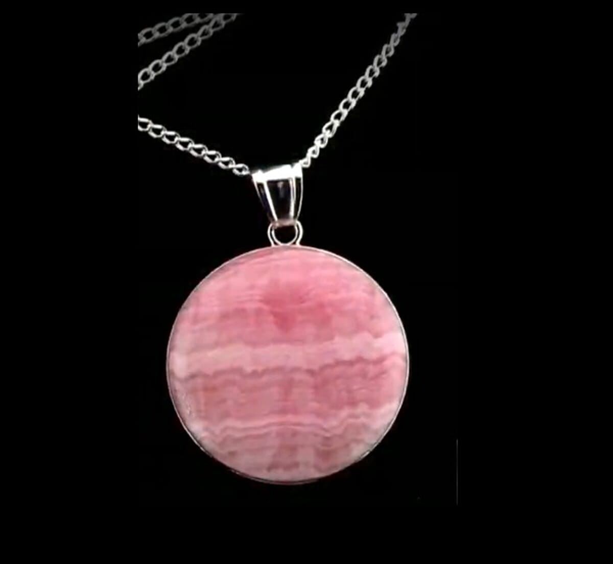 Rhodocrosite Pendant Necklace 18 Inches in Silvertone 10.00 ctw image number 1