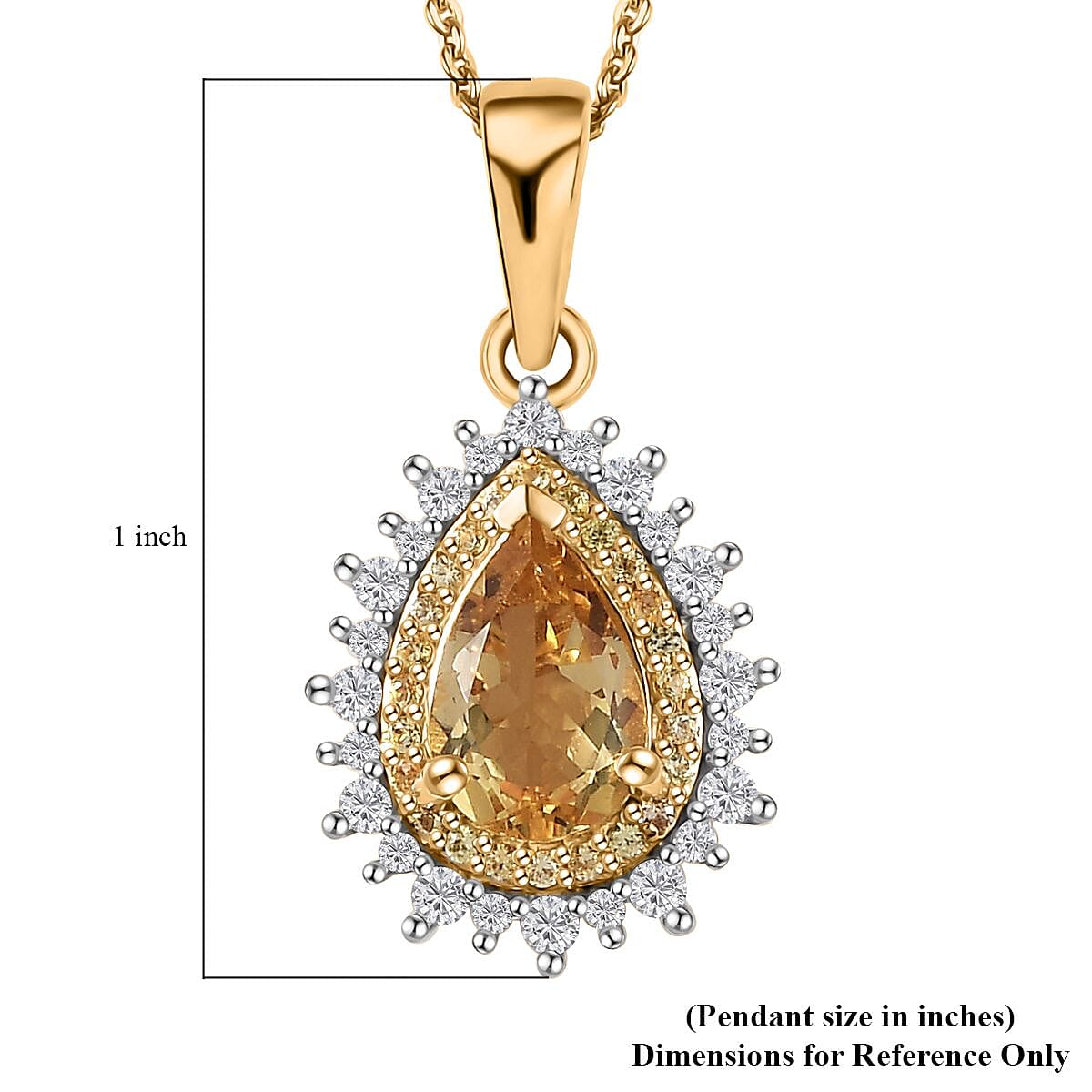 Brazilian Sunfire Beryl and Multi Gemstone Double Halo Pendant Necklace 20 Inches in Vermeil Yellow Gold Over Sterling Silver 1.60 ctw