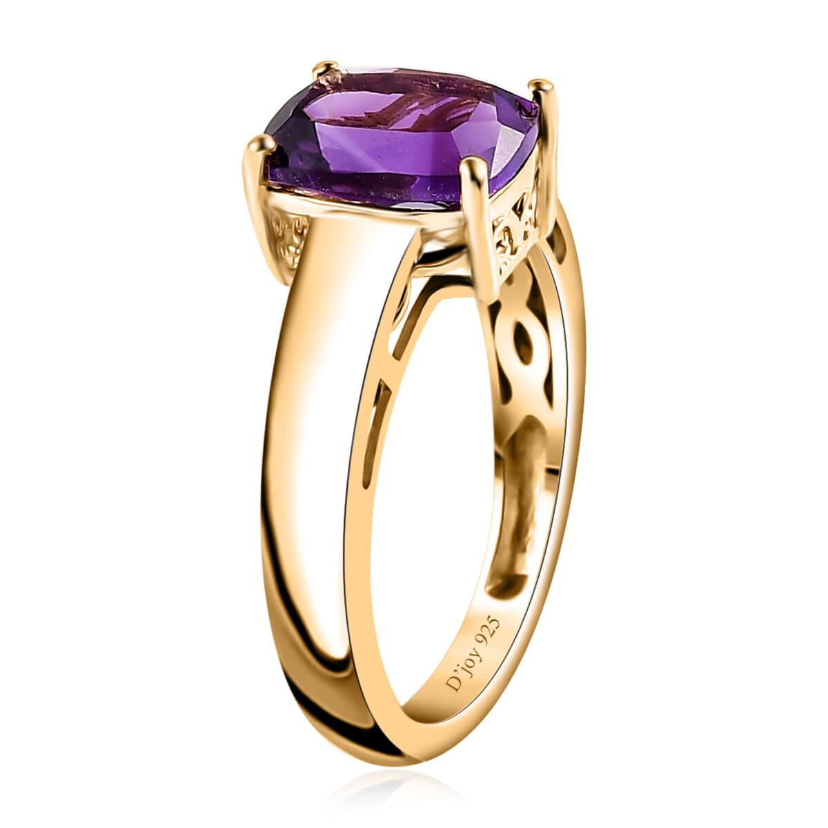 AAA Moroccan Amethyst Ring and Pendant Necklace 20 Inches in Vermeil Yellow Gold Over Sterling Silver 4.30 ctw image number 4