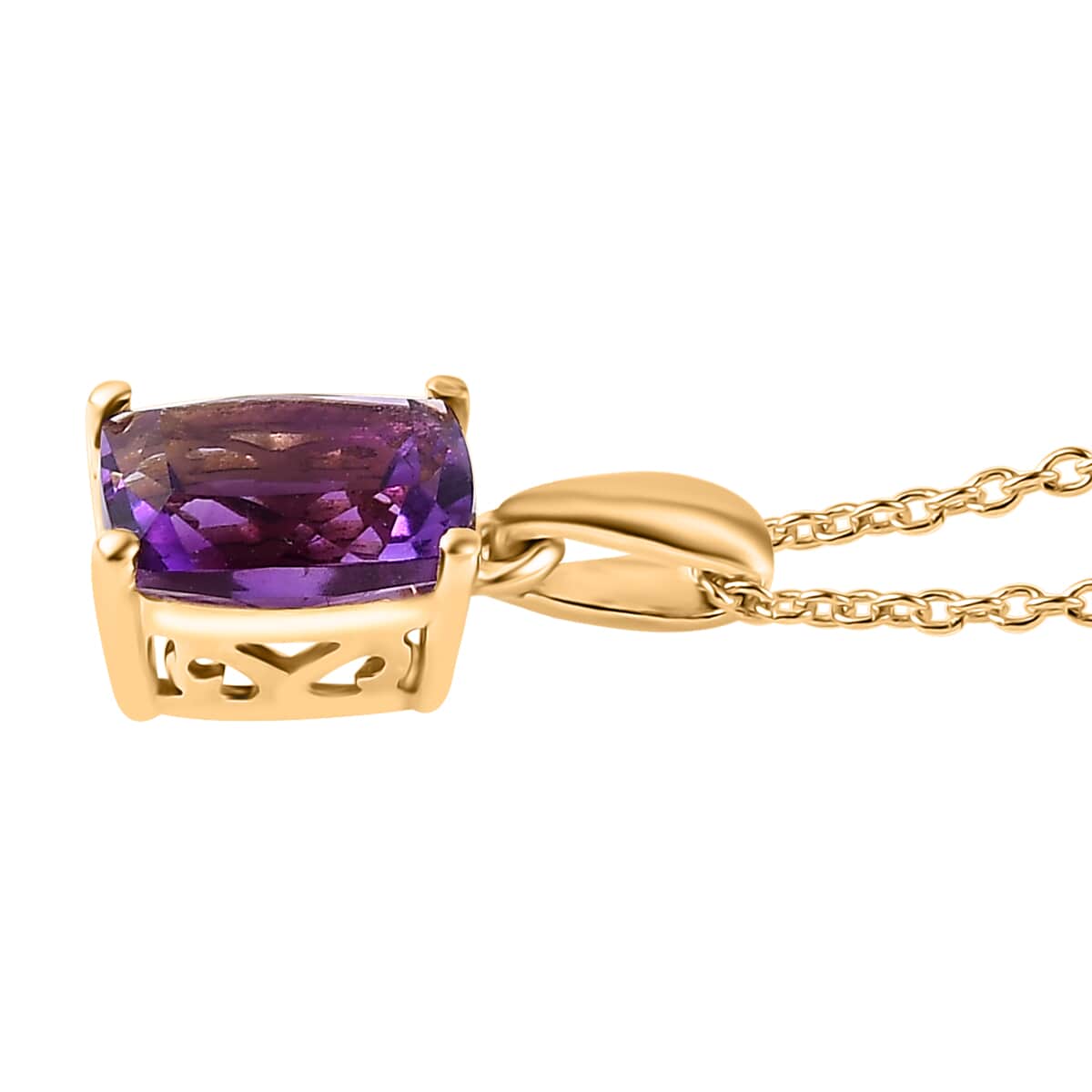 AAA Moroccan Amethyst Ring and Pendant Necklace 20 Inches in Vermeil Yellow Gold Over Sterling Silver 4.30 ctw image number 7