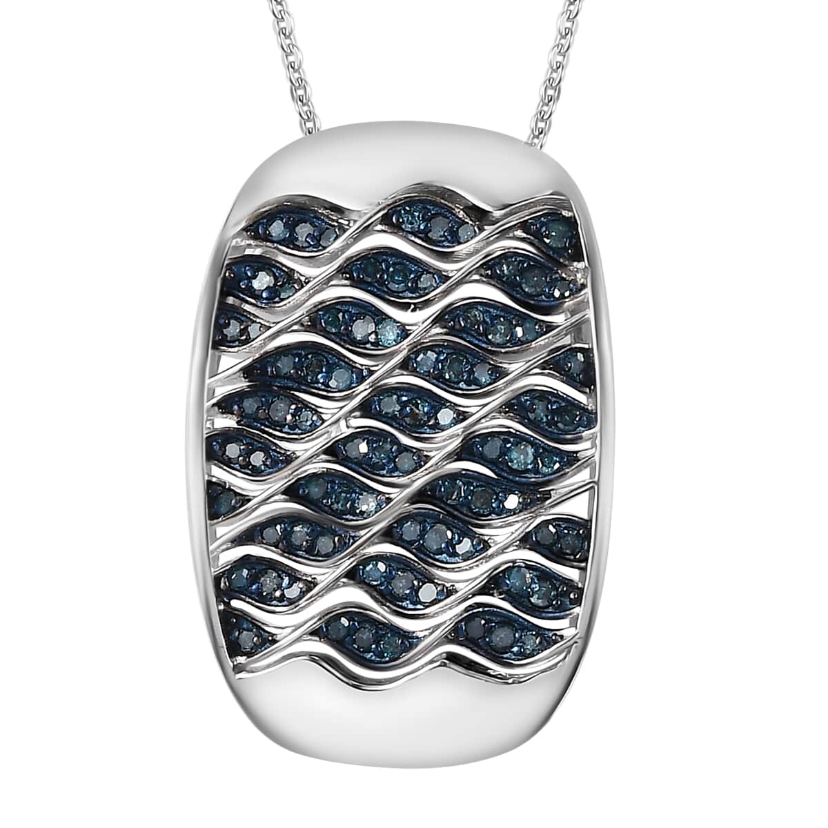 GP Royal Art Deco Collection Blue Diamond Pendant Necklace 20 Inches in Platinum Over Sterling Silver 0.50 ctw image number 0