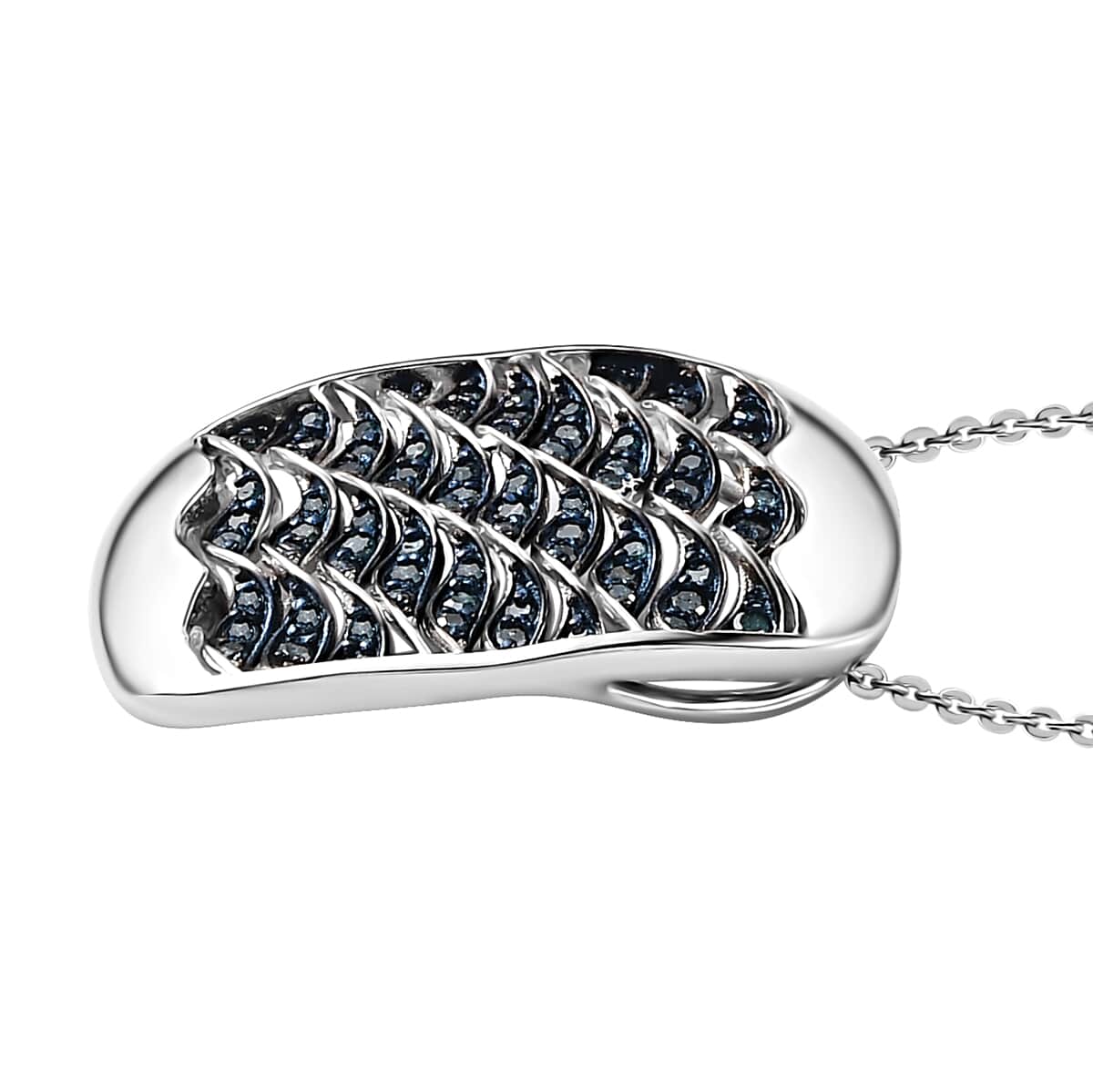 GP Royal Art Deco Collection Blue Diamond Pendant Necklace 20 Inches in Platinum Over Sterling Silver 0.50 ctw image number 3