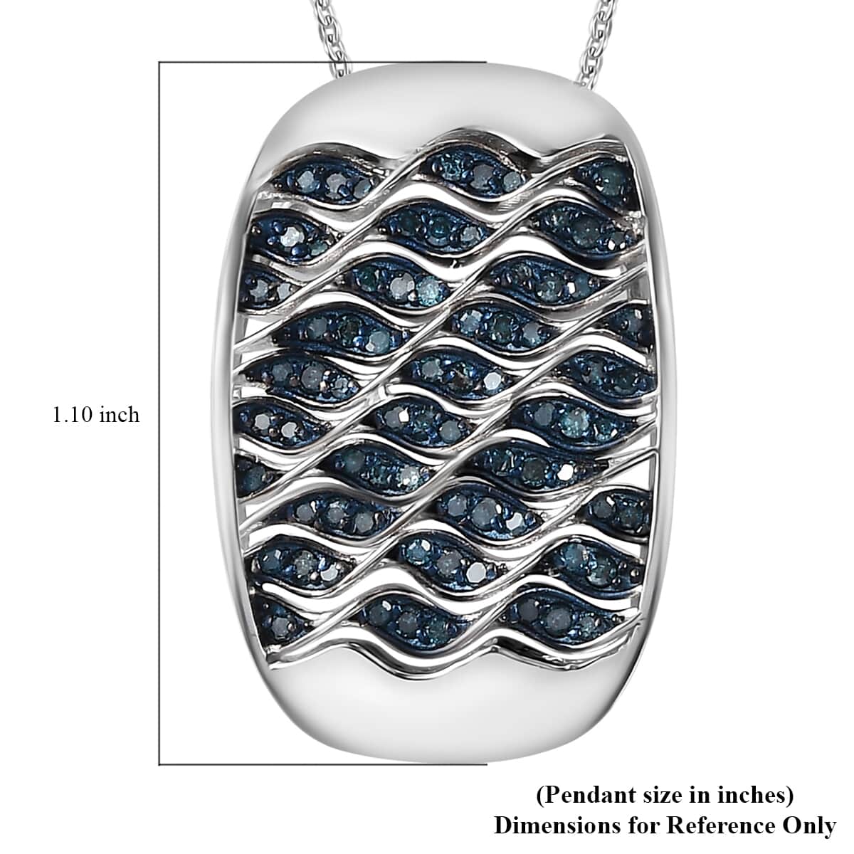 GP Royal Art Deco Collection Blue Diamond Pendant Necklace 20 Inches in Platinum Over Sterling Silver 0.50 ctw image number 5