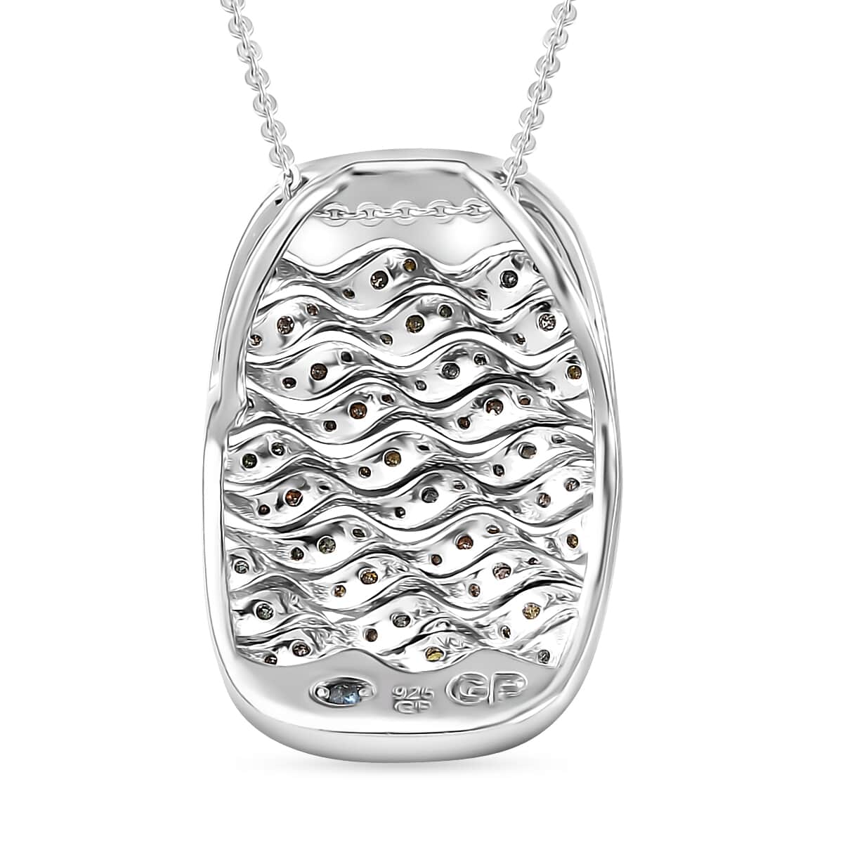 GP Royal Art Deco Collection Multi Diamond Pendant Necklace 20 Inches in Platinum Over Sterling Silver 0.50 ctw image number 4