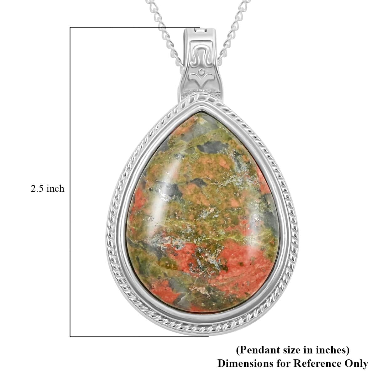 Unakite Magnetic Pendant Necklace 18 Inches in Silvertone 21.30 ctw image number 5