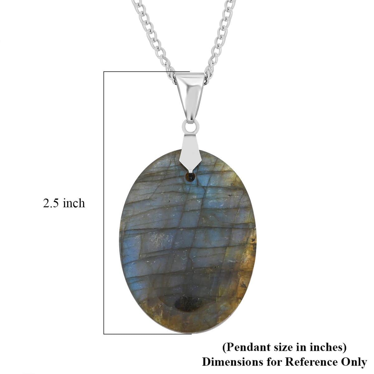 Labradorite Pendant Necklace 18 Inches in Silvertone 12.50 ctw image number 5